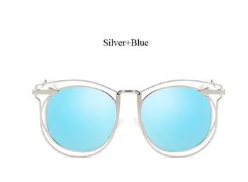 Ny Mode Lyserøde Hule Solbriller Spejl Kvinder Brand Designer Dame Kvindelige solbriller UV400 Pil form metalramme