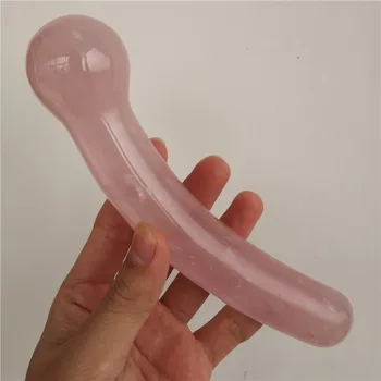 18cm Naturlige rock Rose quartz krystal yoni massage wand sex legetøj til healing