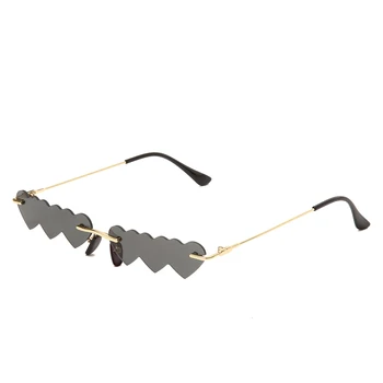 Mode Uindfattede Solbriller Kvinder Hjerte-Formede Solbriller Luksus Metal Lille Ramme Solbriller, Briller UV400 gafas de sol