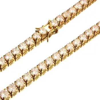 Brugerdefineret hip hop kobber micro bane zircon enkelt række zircon 3/4 mm halskæde armbånd mænds tennis kæde smykker gave