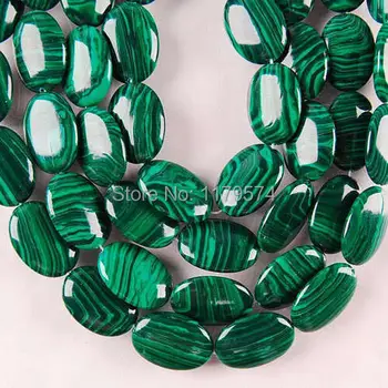 Hot nye flotte Mode smykker Naturlige 13X18MM Grøn Malakit Sten Oval Løs Perler Til Halskæde og Armbånd 15