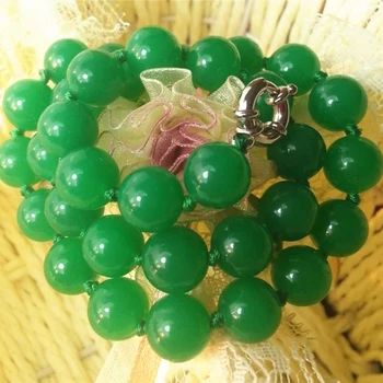 Mode natursten 10mm grøn kalcedon runde perler halskæde semi-ædle sten, jade høj kvalitet gave 18inch MY4067