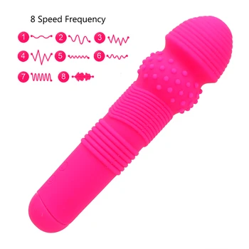 IKOKY AV Stick Vaginal Massage Vibrator Klitoris Stimulation Kvindelige Onani sexlegetøj til Kvinde, 8 Modes Silikone Dildo