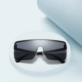 Mode Ét Stykke Flad Top Solbriller til Kvinder Luksus Mærke Overdimensionerede Pladsen Nuancer 2021 Nye Store Gradient Spejl solbriller