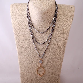 MOODPC Mode Boheme Tribal Smykker Håndværker Mini Crystal Shell Læbe Charm perler knyttede Lang Halskæde Til Kvinder