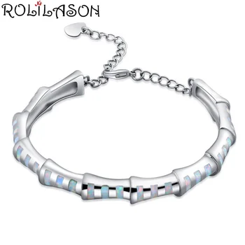ROLILASON high-end design hvid ild opal 925 sølv armbånd mode jubilæum gave OB099
