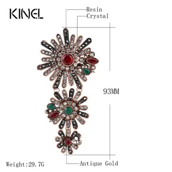 Kinel Fine Krystal Blomster-Broche For Kvinder Vintage Smykker i Antik Guld CZ Zircon Tilbehør Fine Gaver Pige Broche