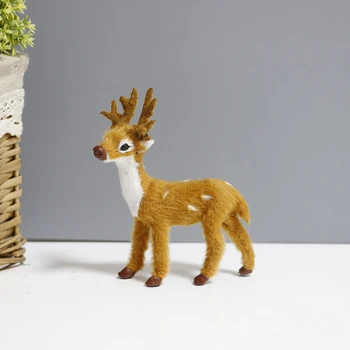 Små Julen Rensdyr Mini Sidder Hjorte Figur Statue Nye År Ornamenter Home Office Offentlig Græsplæne Dekoration