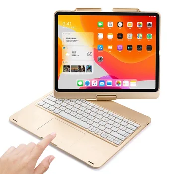 For iPad Pro 12.9 2018 2020 360 Graders Drejelige LED RGB Baggrundslys Trådløse Bluetooth-russisk/spansk Pegefeltet Tastatur Cover