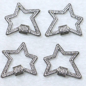 5pcs POP Star Bolt lås smykker tilbehør zircon gammel sølv Bolt for lag halskæde gøre fashion tilbehør 50094