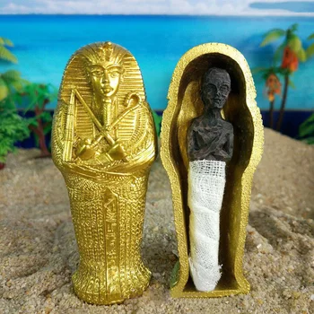 Harpiks Egypten Mumie Figur Model Statue Miniature Den Egyptiske Konge Sandplay Indretning Miniature Model Boligindretning Indsamler Model