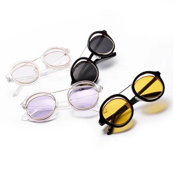 Kachawoo vintage runde solbriller mandlige metal gennemsigtig ramme lilla sort retro solbriller kvindelige 2018 UV400