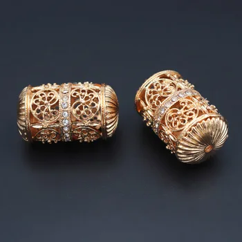 10stk Dubai Gold Metal Spacer Perler, Hul 2,5 mm Hul Perler Crystal Charms Banet DIY Smykker Resultater for Mænd, Kvinder Smykker Sæt