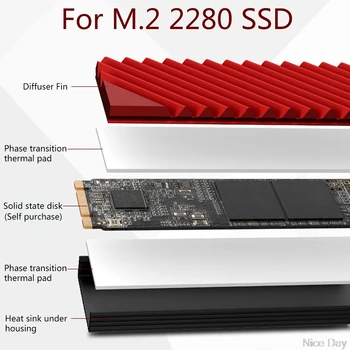 M2-3 M. 2 2280 SSD Harddisk Aluminium køleprofil med Termisk Pad til Desktop-PC kølesystem Tilbehør My19 20