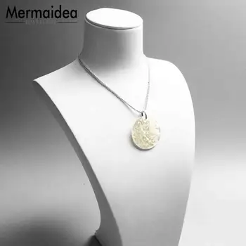 Perlemor Arabesque Ornament Vedhæng Kostume Smykker, sølv forgyldt Trendy Gave Til Kvinder, Piger Passer Halskæde