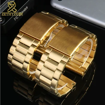 Guld farve Rustfrit stål watchbands 24 26 28 mm rem for DZ4209 DZ4215 DZ1844 DZ7333 DZ4344 solid metal ur band