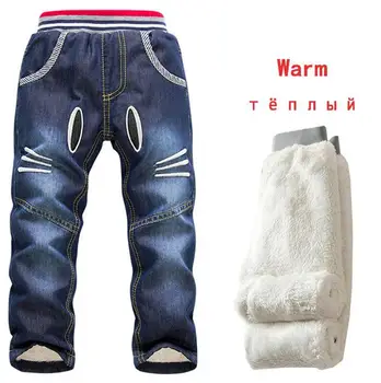 Ny 2020-Baby Boy Jeans Bukser Vinter Brand Børn Vasket Denim Jeans Drenge Tegnefilm Lange Bukser Cascal Tilføje Uld Varmt Tøj