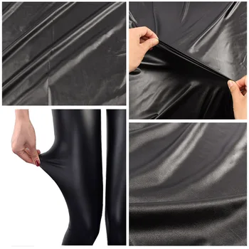 Høj Elastisk 4 vejs Stretch Sort Imiteret Læder PU stof materiale til tøj, shorts, Strik spandex opbakning