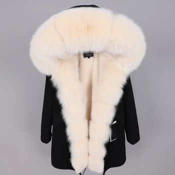 Maomaokong vinter varm kvinders clothingSlim ræv pels krave Mellemlang og lang Aftagelig sektion tykke liner Pels vinterfrakke