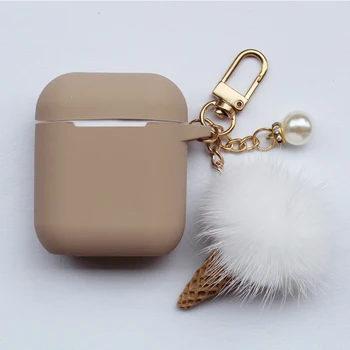 Nye Søde Ice Cream Silikone Case til Apple Airpods Tilbehør Bluetooth Øretelefoner Tilfælde Hovedtelefon Max Dekoration Dække Nøgle Ring