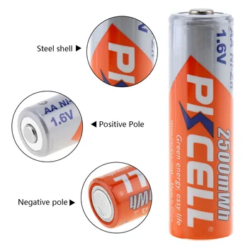 4PC PKCELL AA-Batteri 1,6 V Nikkel-Zink 2500mWh Ni-Zn AA Genopladelige Batterier, 2A Batteri Til lommelygte legetøj