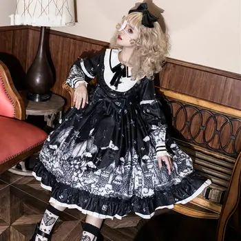 Stuepige Kjole Cosplay Lolita Mode Slot Nat, Mørke Serie Goth Lolita Kjole Jul nytår Gave Den Mørke Kjole til Pige