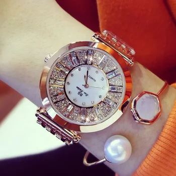 BS Nye Fuld Diamant Kvinders Watch Crystal Damer, Armbånd, Armbåndsure Ur relojes Kvarts damer ure til kvinder 116635