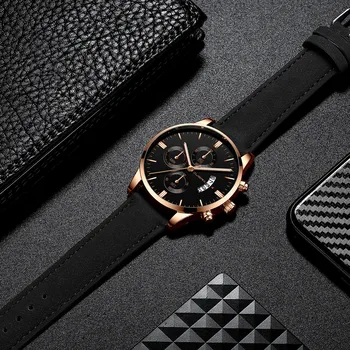 2020 relogio masculino se mænds fashion sport rustfri kasse af stål med læderrem ur quartz business watch reloj hombre