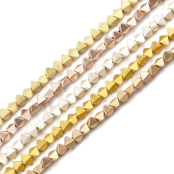 UPGFNK Mat Guld Sølv Hæmatit perler natursten 6*5mm Rhombus Spacer Løse Perler Til Smykker at Gøre Diy armbånd Fingings