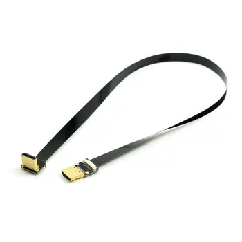 CY 50cm FPV HDMI-kompatible Type A-han til 90 Grader Ned Vinklet HDMI-kompatibel Mandlige HDTV FPC Fladskærms-Kabel til Antenne Multicopter
