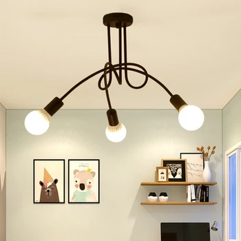 American retro smedejern LED E27 loft lampe i sort og hvid lampe stue loft lampe dekoration belysning i hjemmet