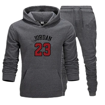 2-piece sportstøj Jordan 23 mænds Hooded Sweatshirt + bukser Pullover Hoodie sportstøj sæt ROPA Hombre casual herretøj
