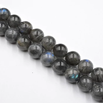Natursten Glat Sort Labradorit Perler Engros-Løse Perler til smykkefremstilling-Armbånd, Halskæde DIY 4-12mm