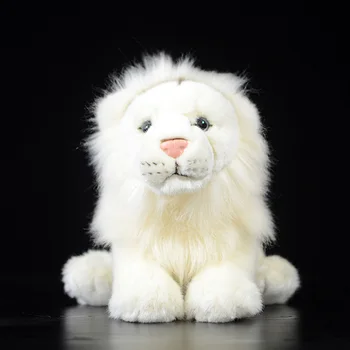 Panthera Leo Søde Løve Naturtro Simulation Hvid Afrikanske Løve Dukke Dyr Bløde Fyld Plys Legetøj Kids Børn Gave Samling