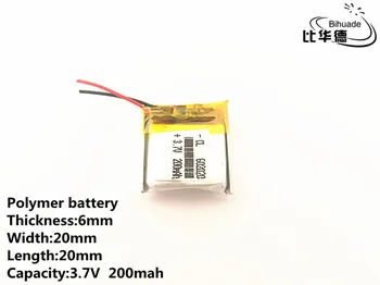 1stk/masse 3,7 V,200mAH,602020 Polymer lithium-ion / Li-ion batteri til TOY,POWER BANK,GPS,mp3,mp4