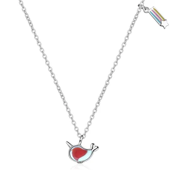 Net red farverige simple temperament studerende style vilde søde hval kort kvindelige forgyldt sølv halskæder SE101