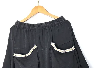 Kvinder 2019 Sommeren Nye Korea Mode Afslappet Skjorte Kvindelige Solid Farve Lomme Elastisk Talje Mid-kalv Løs Nederdel
