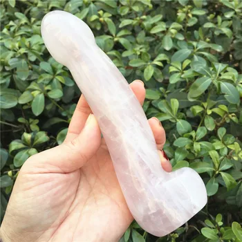 Store Lange Naturlige Rosa Kvarts Krystal Penis Massage Wand Gemstone Yoni for Kvinder Sundhed Glat Poleret