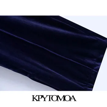 KPYTOMOA Kvinder 2020 Mode Med Søm Detaljer Lige Fløjl Bukser, Vintage Høj Talje, Lynlås Kvindelige Bukser Mujer