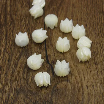 10pc 8x8mm Tulip Flower Seashell Perler Til smykkefremstilling Skåret Perlemor Shell Løs Perle Bijoux Coquilloolage DYL0070