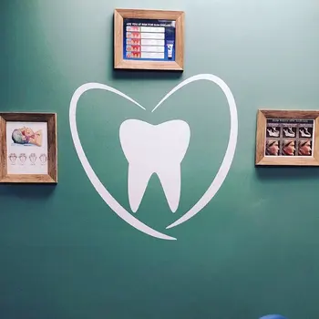 Tandlæge Smil Vinyl Væg Plakat tandklinik Vindue Klistermærker Tænder Klinik vægoverføringsbillede Flytbare Dental Shop Udsmykning AZ454