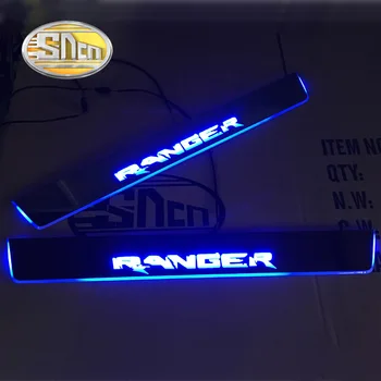2 STK Akryl Dynamisk LED Døren Vindueskarm Bil Scuff Plate Pedal Tærsklen Vejen Velkommen Lys For Ford Ranger T7 T8 - 2020