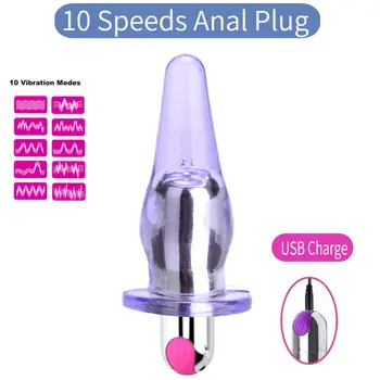 10 Frekvens Vibration Anal Plug Prostata Stimulation Anus Dilatation USB-Genopladelige Vibrator Masturbator Par Flirt Voksen
