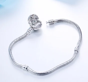 Vecalon Oprindelige 925 Sterling Sølv Hjerte Form Lås Slange, Kæde, Charme Armbånd Til Kvinder Girl DIY Lave Smykker, 16-23CM