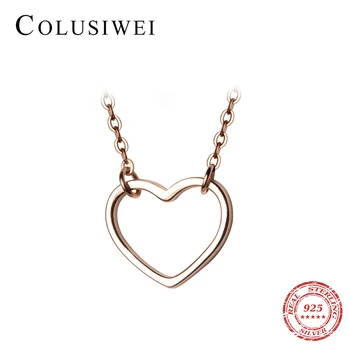 Colusiwei Ægte 925 Sterling Sølv Enkelt Minimalistisk 3 Farve Hjertet Choker Halskæde til Kvinder Kæde Smykker Gaver