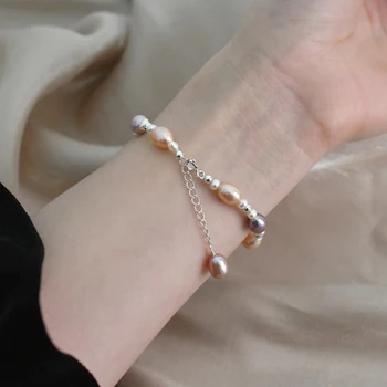 ASHIQI Naturlige Ferskvands Perle Armbånd 925 Sterling Sølv Smykker til Kvinder Blandet Farve Personlighed Gave 2021 Ny