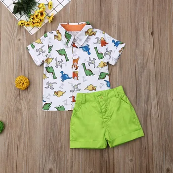 Sommeren Toddler Dreng Tøj Multi Dinosaur Print-Shirt, Toppe, Korte Bukser 2stk Udstyr Casual Sommer Tøj