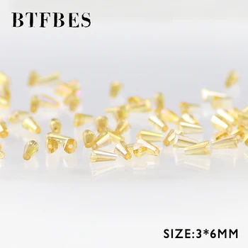 BTFBES Konisk tjekkiske Krystal Perler 3*6mm 100pcs AB Tårn Form Østrigske Krystal Glas Løse Perler Til Smykker Armbånd Gør DIY