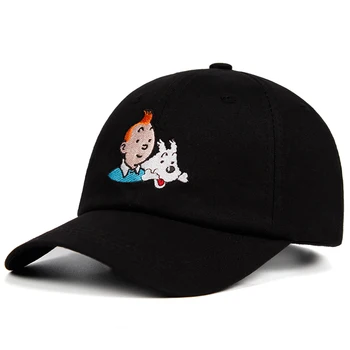 Bomuld TinTin Far hat Broderet Baseball Cap Brugerdefinerede Rem Tilbage til Unisex-Justerbar Aventures de Tintin Snapback Hat Mand