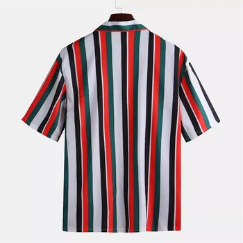 Mænd Shirts Herre Stribet t-Shirt Korte Ærmer Shirts til Mænd Sommeren Streetwear-Knappen Chemise Homme Bluse Camisa #40